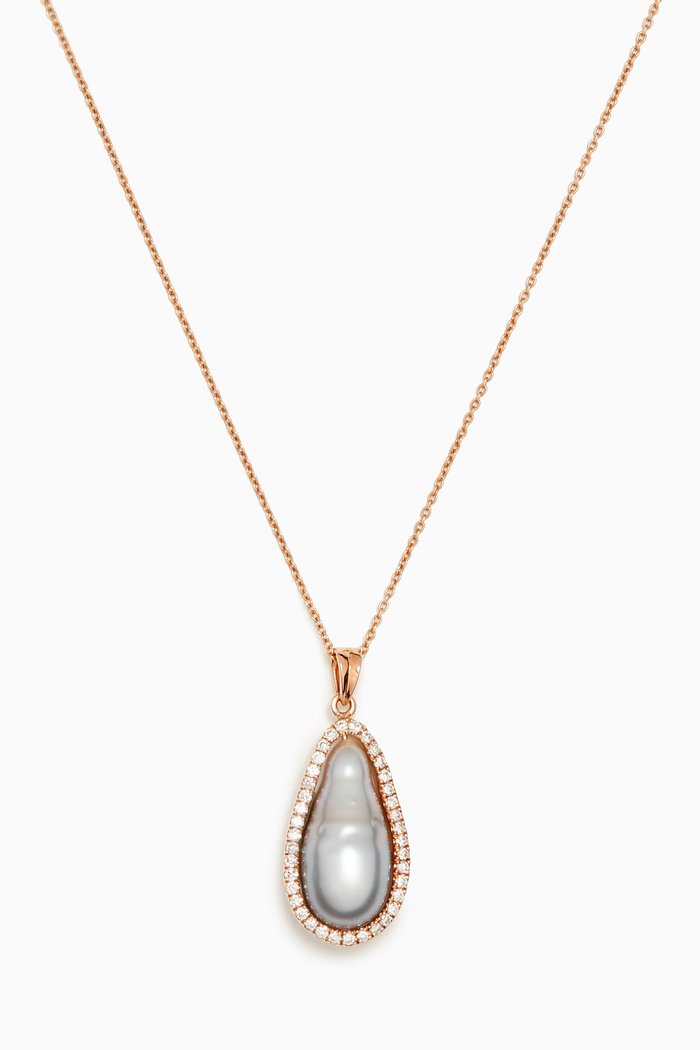 

Zoja Pandore Diamond & Pearl Necklace in 18kt Rose Gold