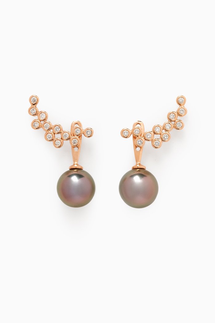 

Zoja Nuit Diamond & Pearl Earrings in 18kt Rose Gold
