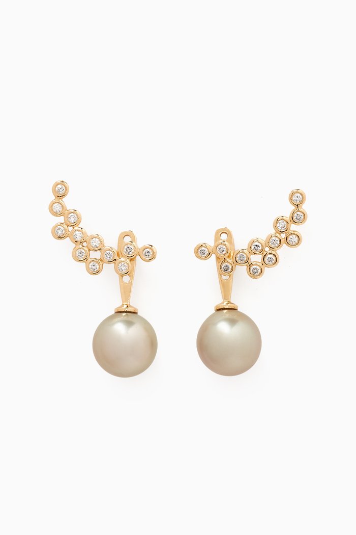 

Zoja Nuit Diamond & Pearl Earrings in 18kt Gold, Yellow
