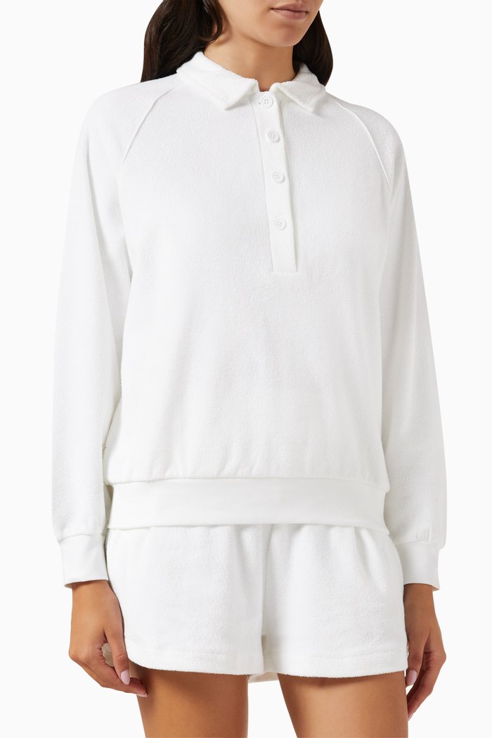 

Zinnia Elle Polo Shirt in Terry Towelling, White