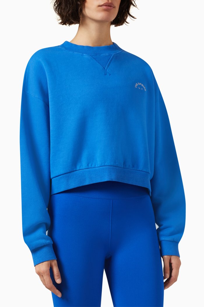 

Dominique Crew Sweatshirt in Organic Cotton-fleece, Blue