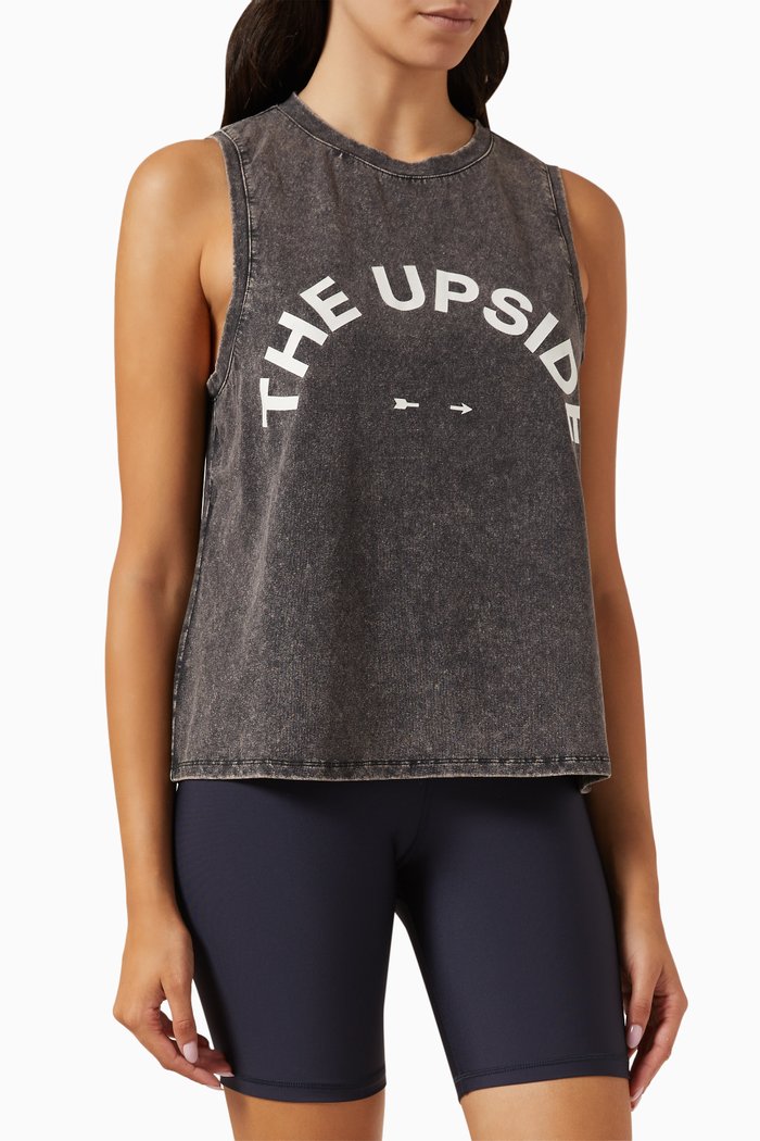 

Sarah Tank Top in Organic Cotton-blend Jersey, Grey