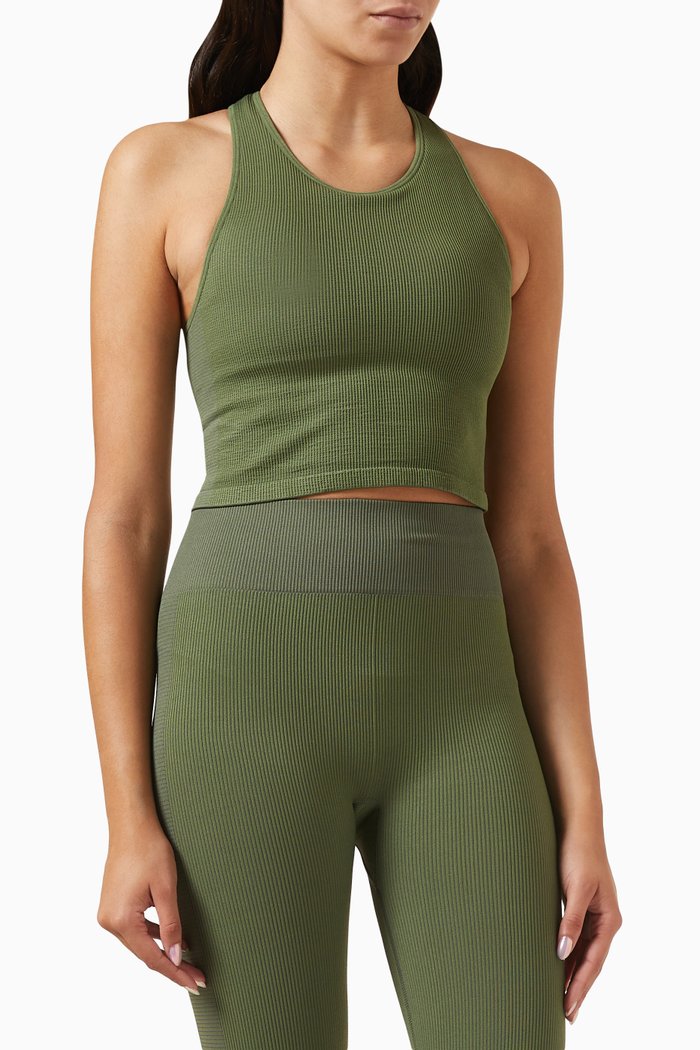 

Bianca Ribbed Seamless Sports Bra, Green