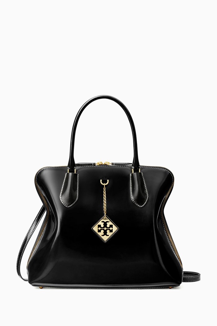 

Swing Satchel Bag in Leather, Black