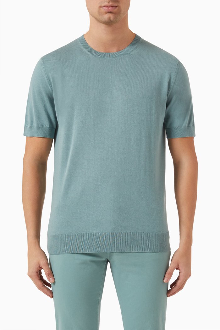 

Crewneck T-shirt in Cotton-knit, Blue