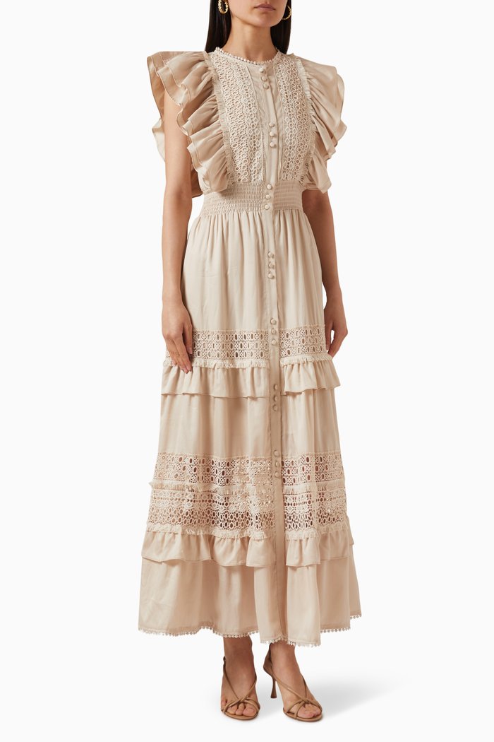 Lace Maxi Dress, Neutral