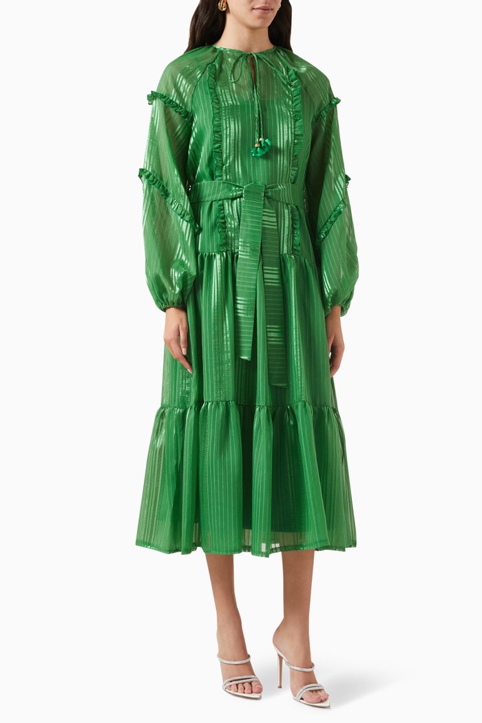 

Ruffle Midi Dress, Green