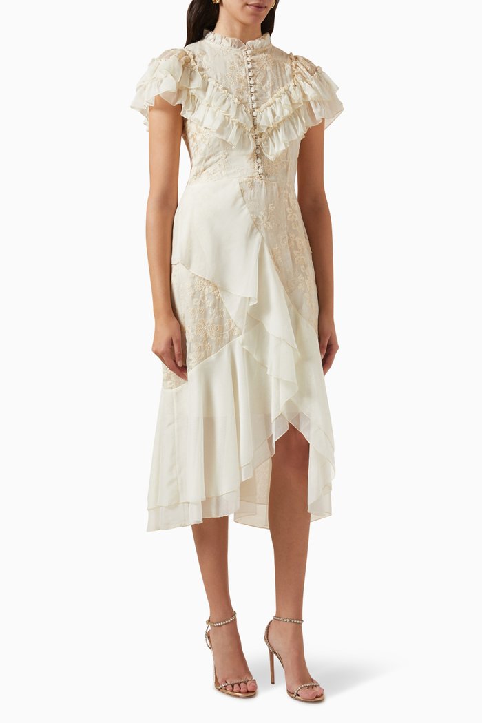 Lace Midi Dress, Neutral