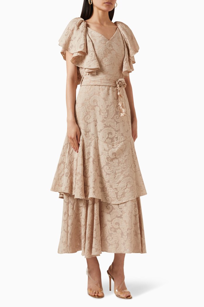 

Floral Midi Dress, Neutral