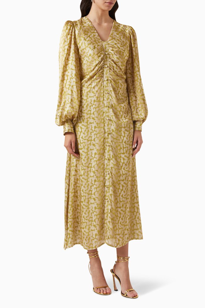 Printed Midi Dress, Green