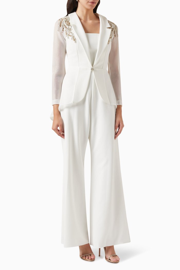 Embellished Jumpsuit, White