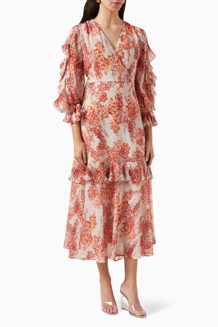 

Floral Midi Dress, Neutral