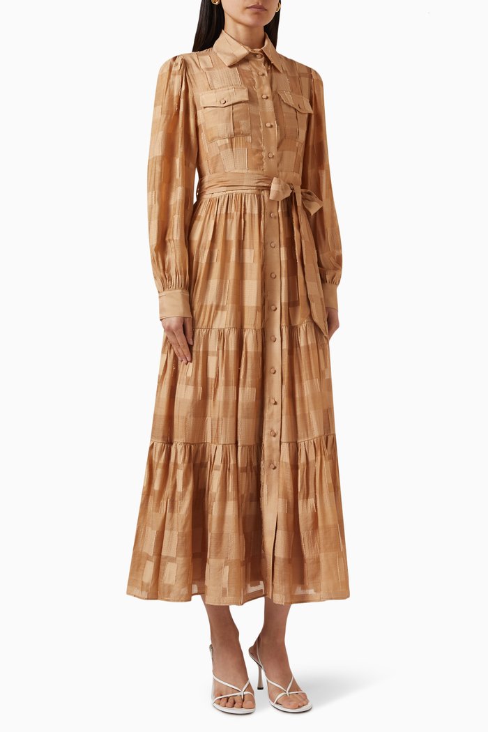

Checked Shirt Dress, Brown