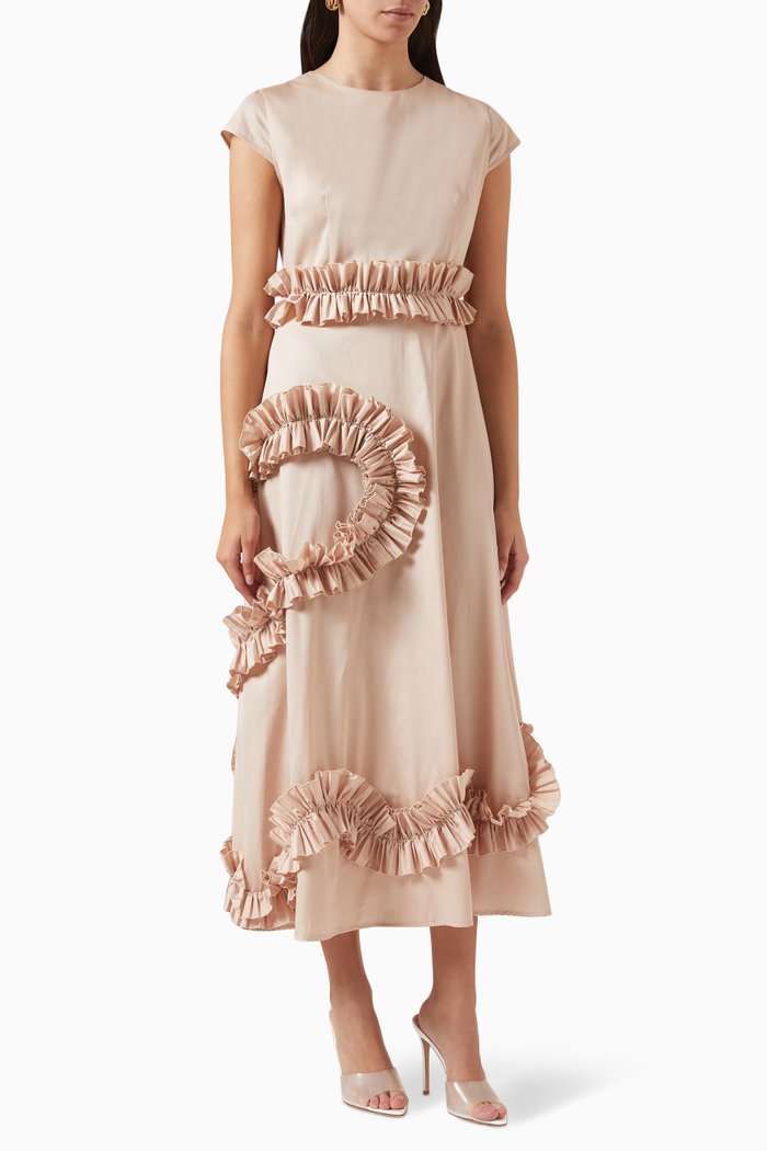 Embellished Midi Dress, Neutral