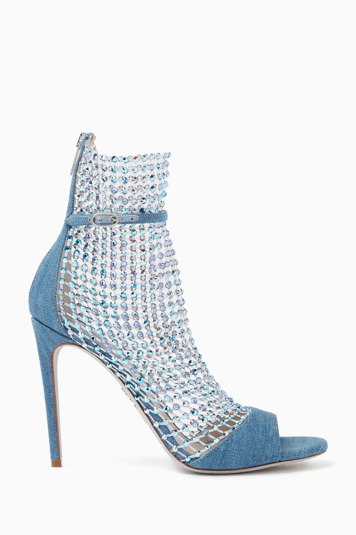 Galaxia 105 Sandals in Crystal-embellished Mesh, Blue
