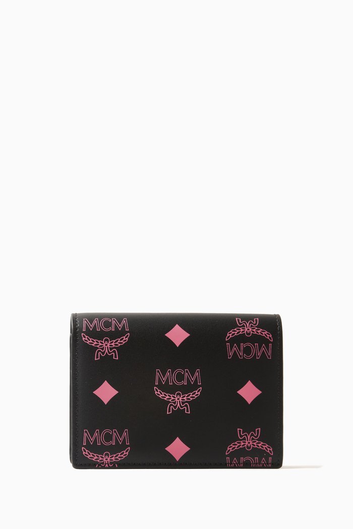 

Mini Aren Snap Wallet in Colour Splash Logo Leather, Pink