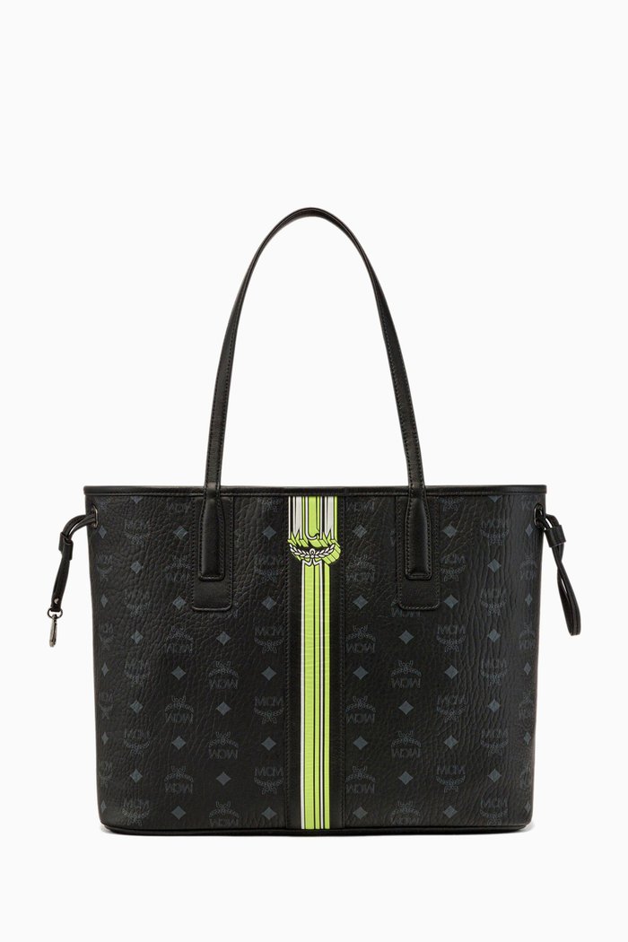 

Reversible Liz Shopper Tote Bag in Visetos Canvas, Black