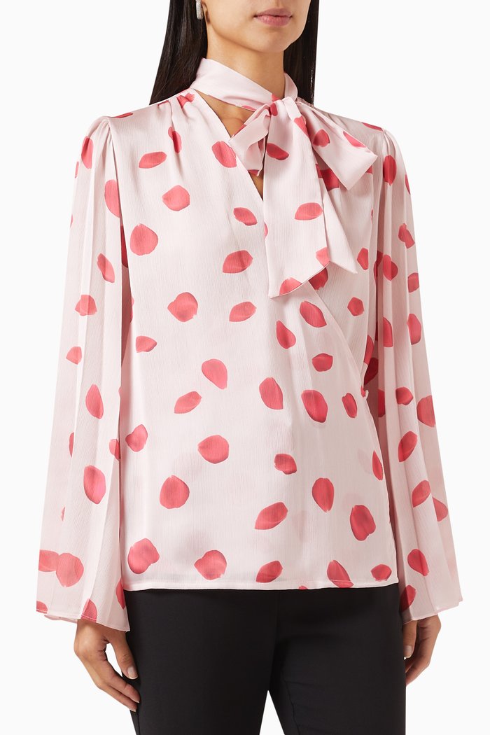 

Printed Wrap Top in Rayon-blend, Pink