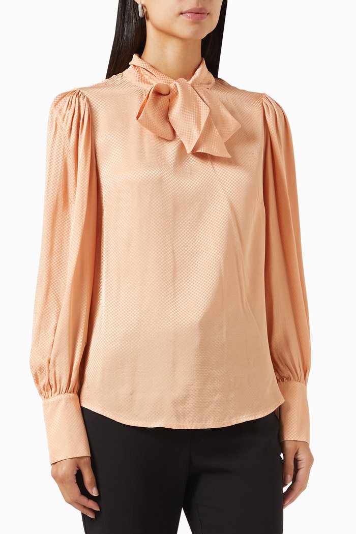 

Textured Bow-tie Top in Cotton-blend, Pink