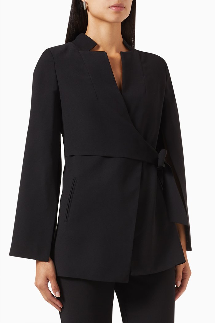 

Split-sleeve Jacket in Crepe, Black