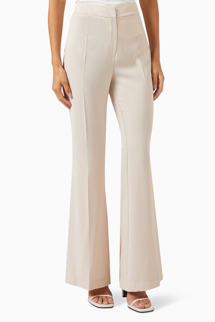 

High-rise Flared Pants in Crepe, Neutral