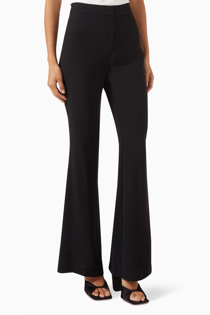 

High-rise Flared Pants in Crepe, Black