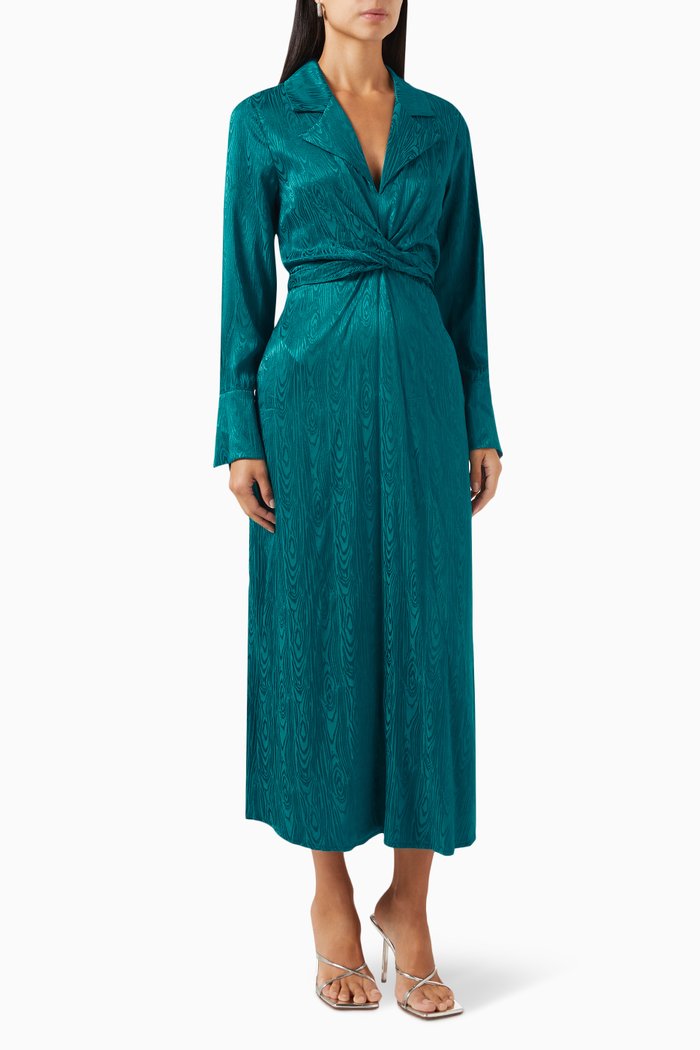 

Wrap-front Jacquard Midi Dress in Viscose, Blue