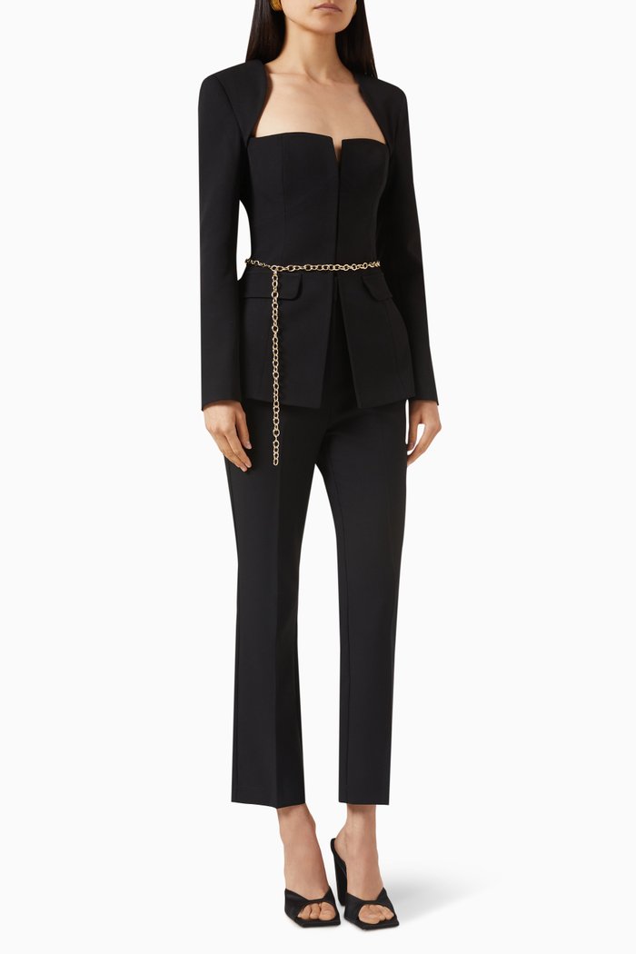 

Belted Suit Set in Stretch-crepe, Black