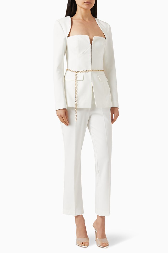 

Belted Suit Set in Stretch-crepe, White