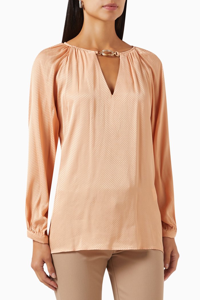 

Embellished V-neck Top in Viscose-blend, Pink