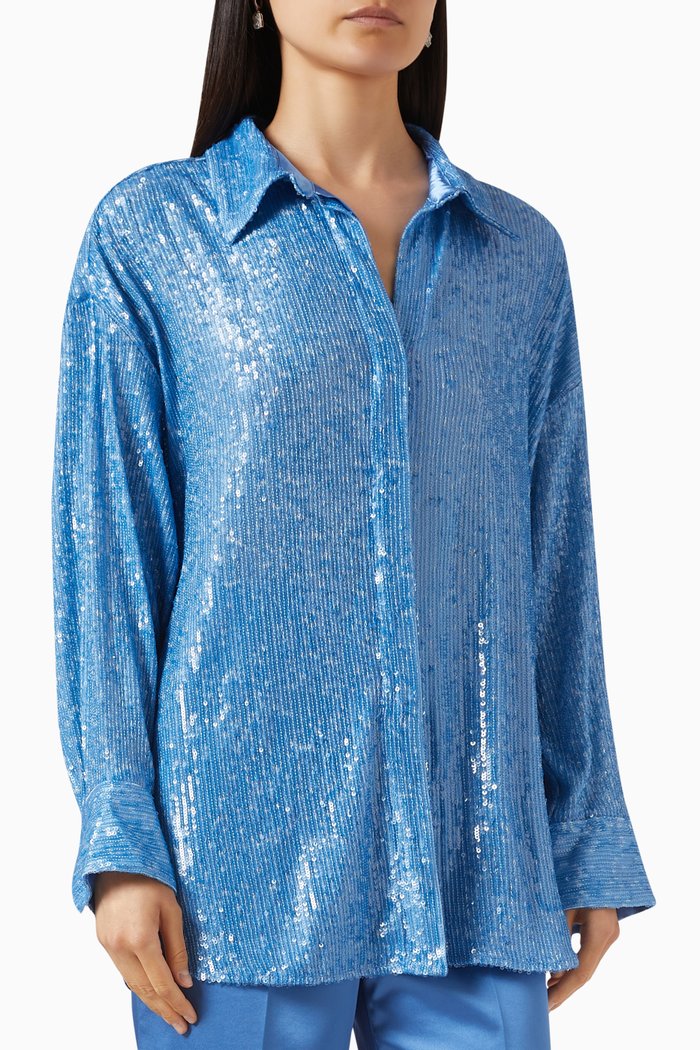 

Sequin-embellished Shirt, Blue
