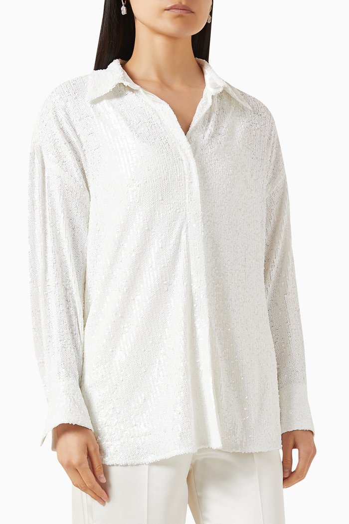 

Sequin-embellished Shirt, White