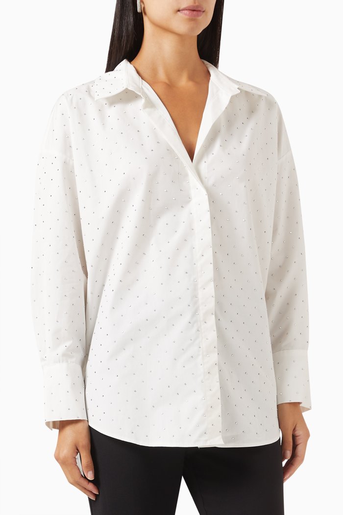 

Sequin-embellished Shirt in Cotton, White