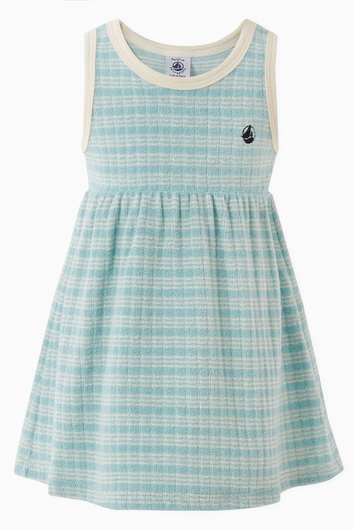 

Sleeveless Striped Dress in Cotton Blend Terry, Multicolour