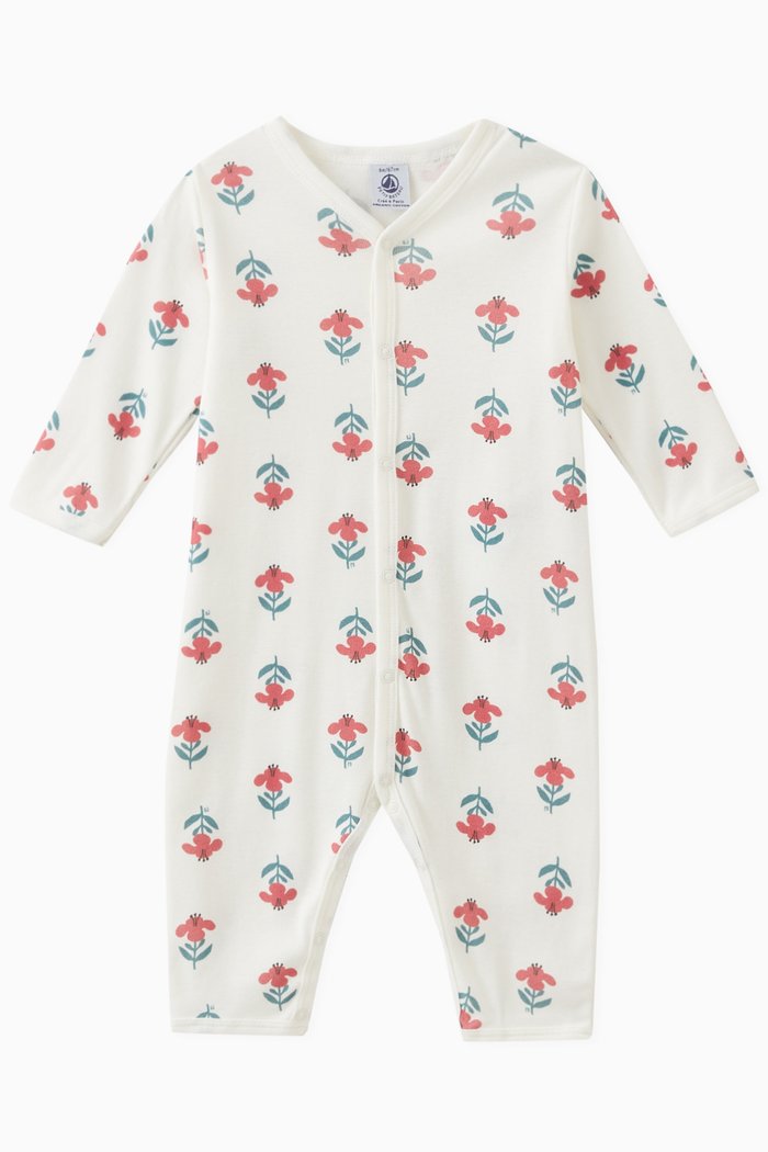 

Floral Footless Sleepsuit in Cotton, Multicolour