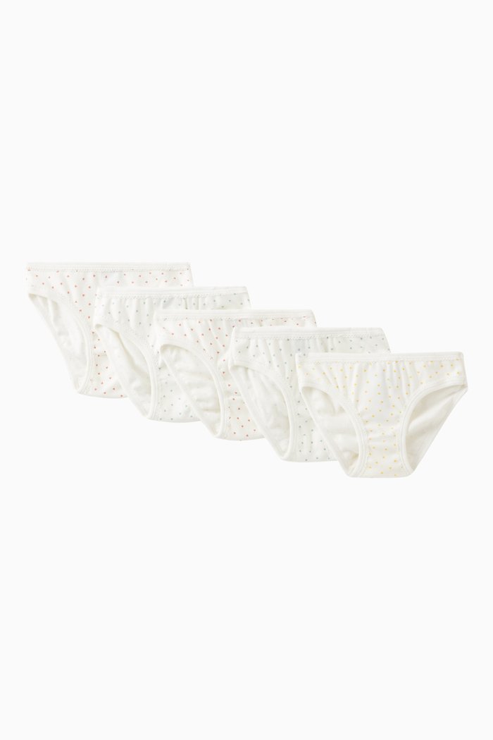 

Mini Heart Patterned Briefs in Cotton, Set of 5, Multicolour