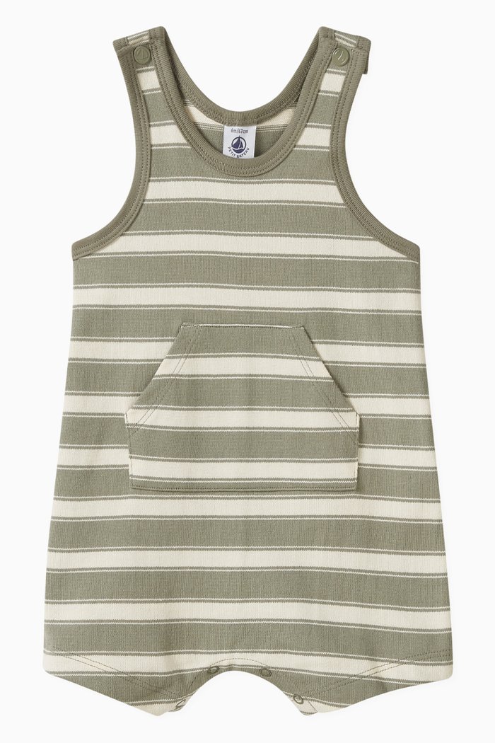 

Sleeveless Striped Playsuit in Cotton Jersey, Multicolour