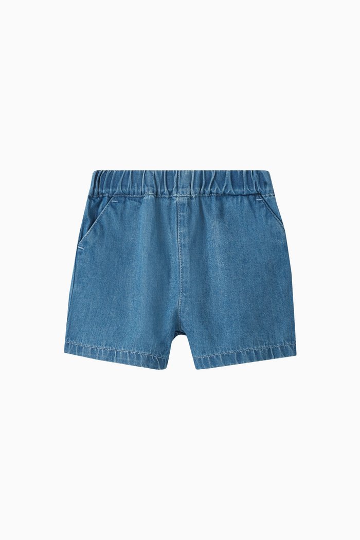 

Elasticated Shorts in Cotton Denim, Blue