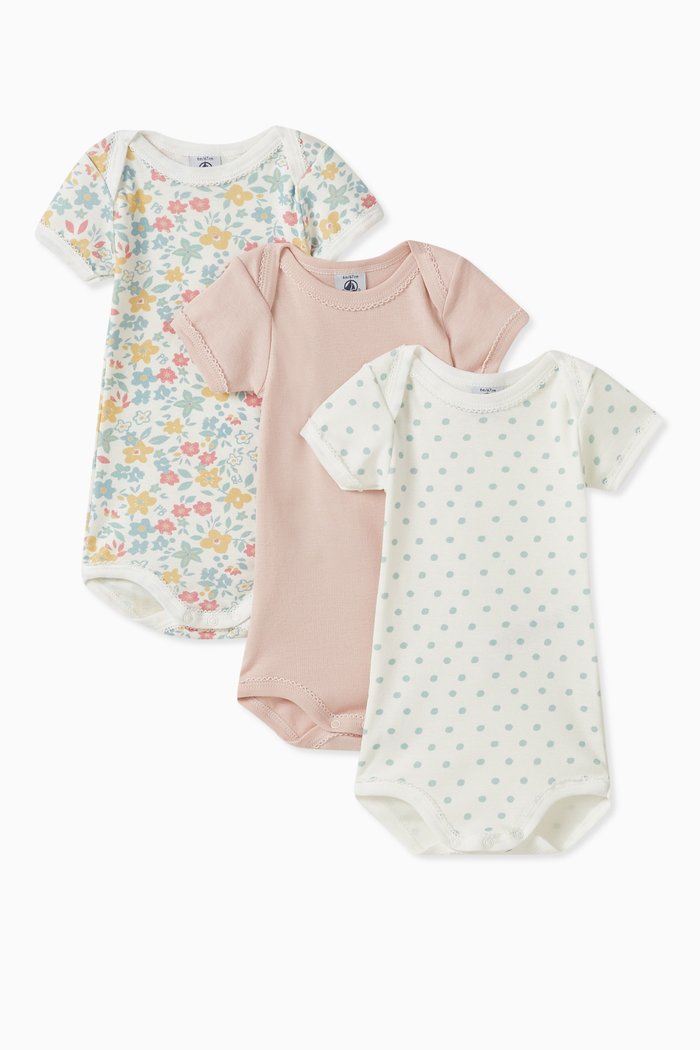 

Assorted Bodysuit in Cotton, Set of 3, Multicolour