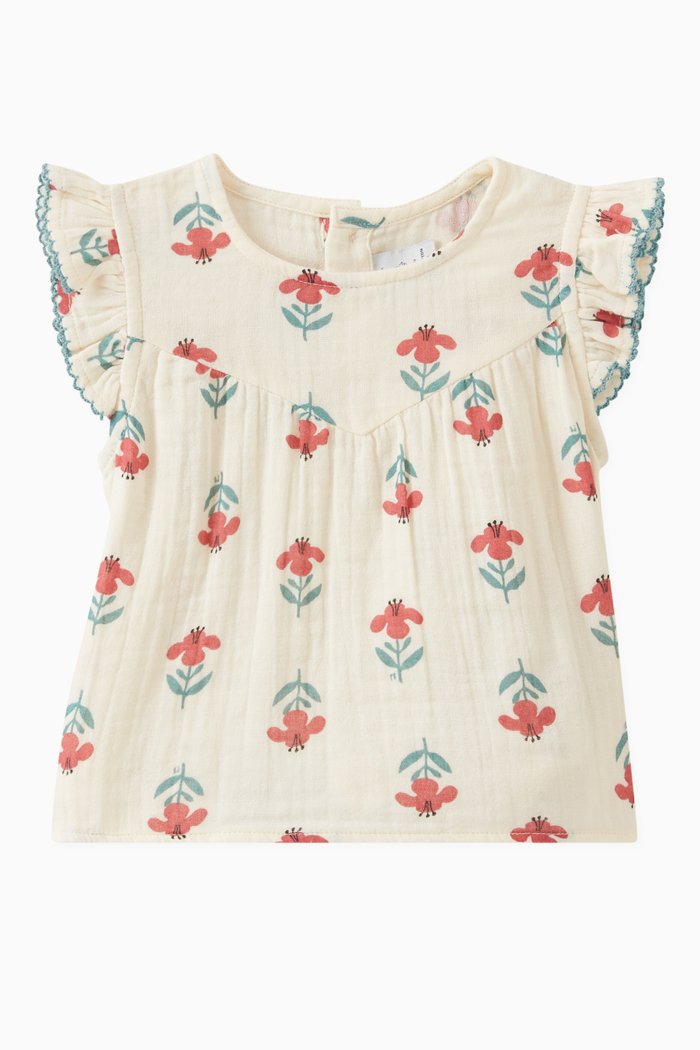Floral Blouse in Cotton Gauze, Multicolour