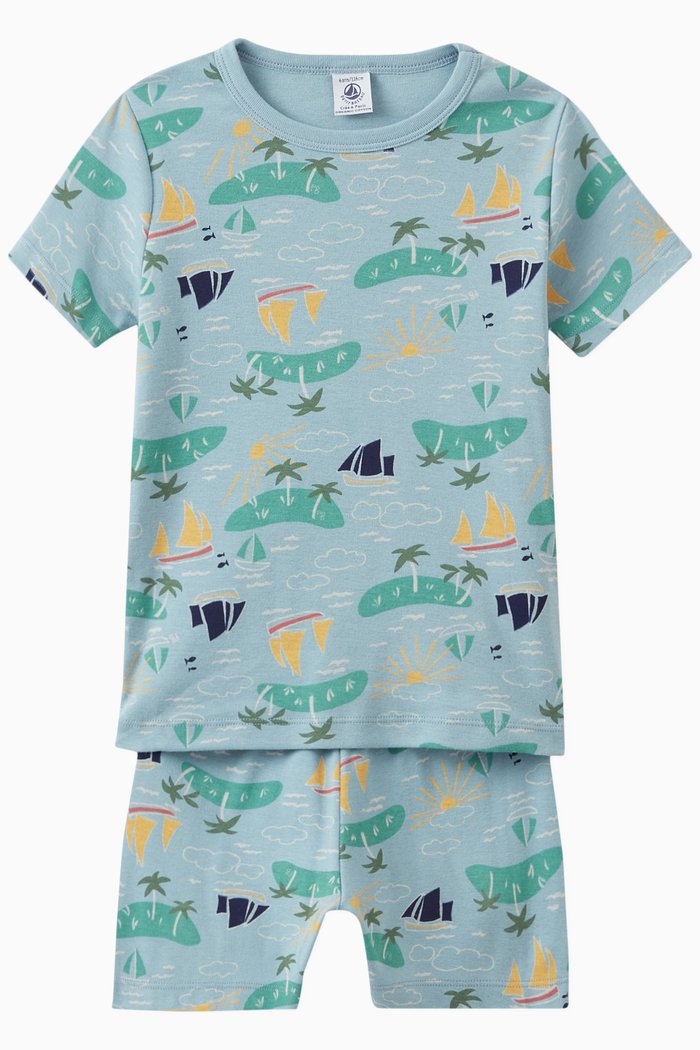 

Explorer Print Pyjama Set in Cotton, Multicolour