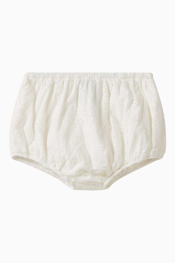 

Bloomer Shorts in Broderie Anglaise Cotton, White