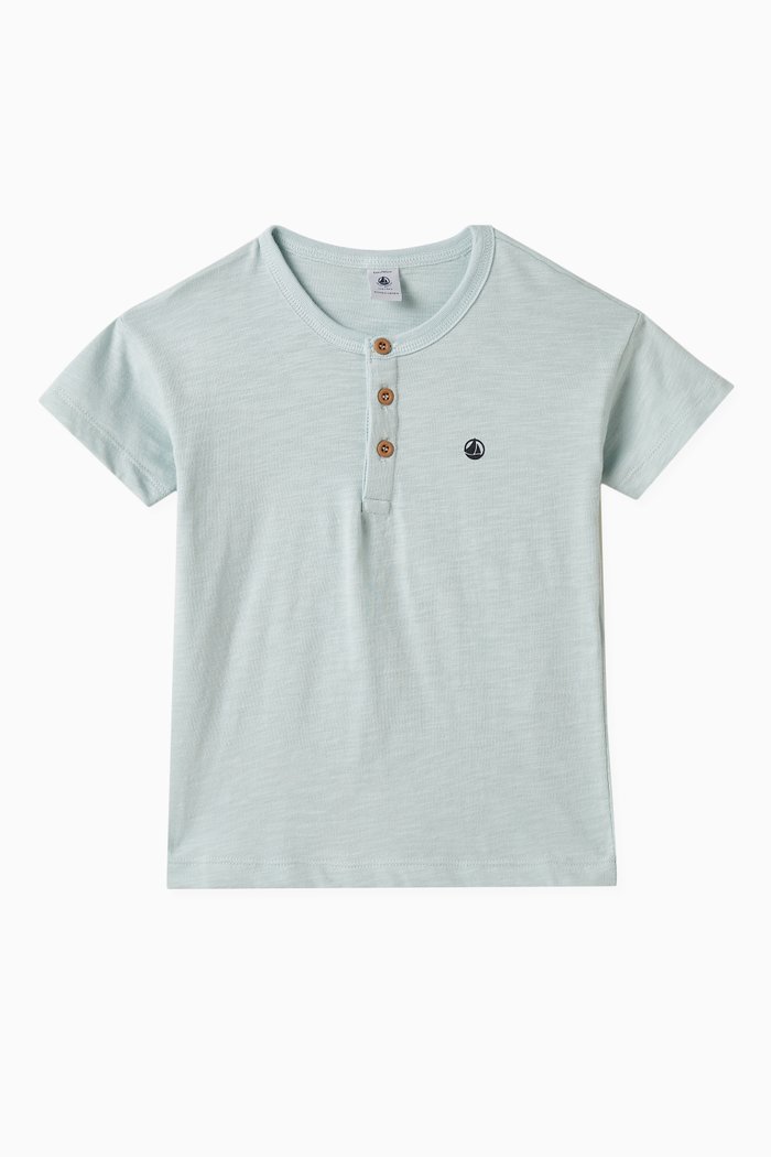 

Buttoned T-shirt in Cotton Slub, Green