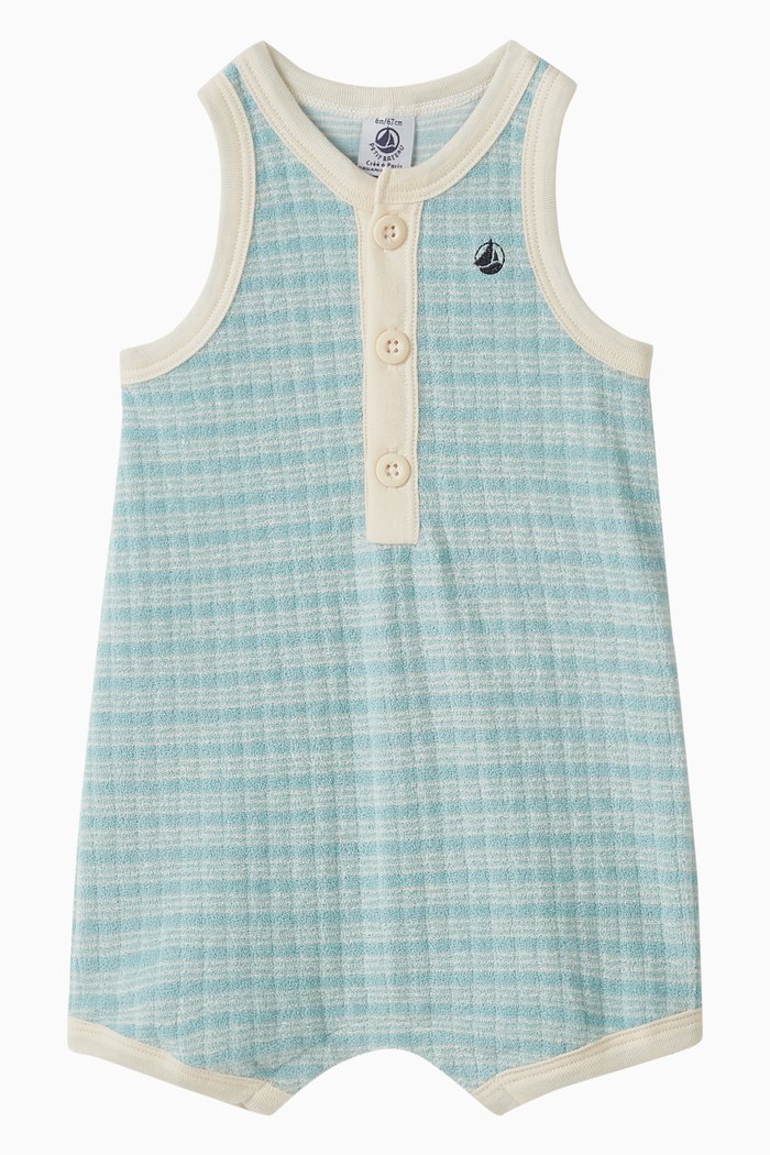 

Striped Logo Playsuit in Cotton-blend Terry, Multicolour