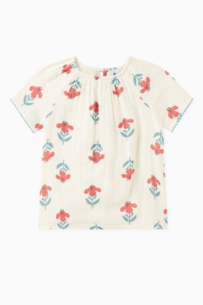

Floral Blouse in Cotton Gauze, Multicolour