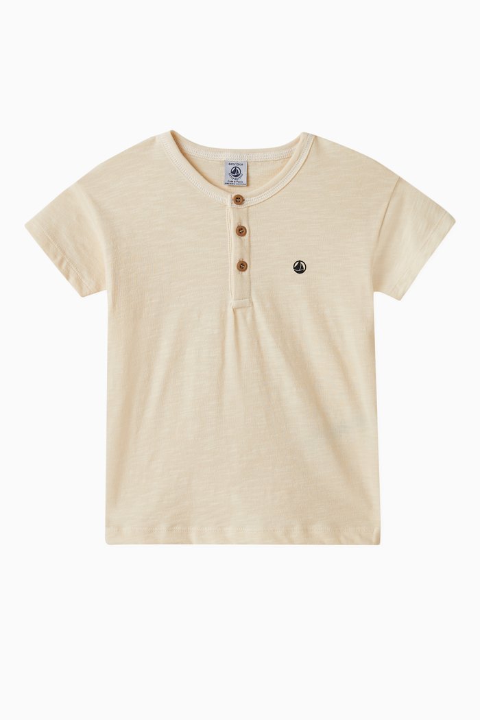 

Buttoned T-shirt in Cotton Slub, Neutral