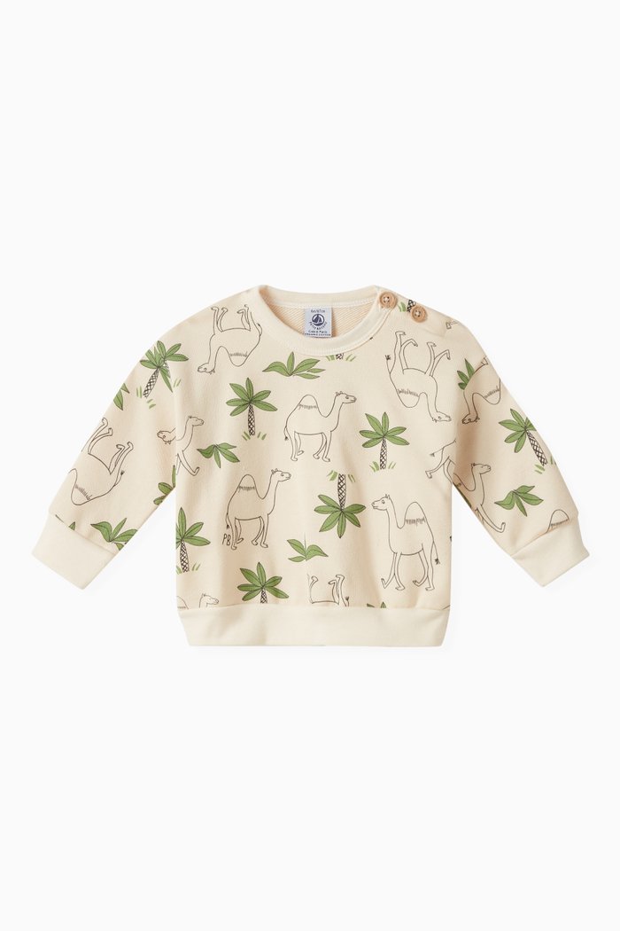 

Animal-printed Sweatshirt in Cotton Fleece, Multicolour