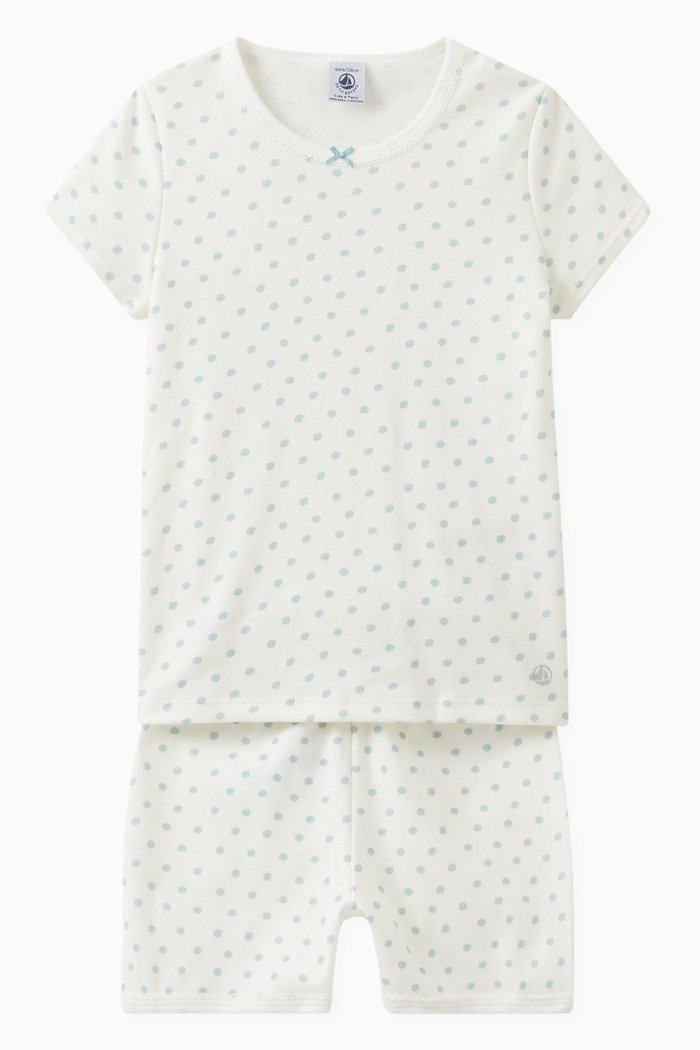 Spotted Print Pyjama Set in Cotton, Multicolour