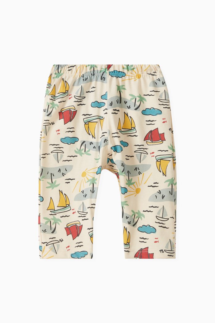 

Sailboat-printed Trousers in Cotton, Multicolour