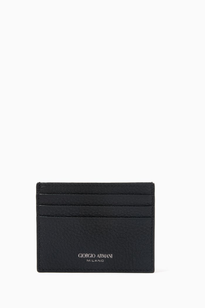 

GA Logo Card Holder in Leather, Black